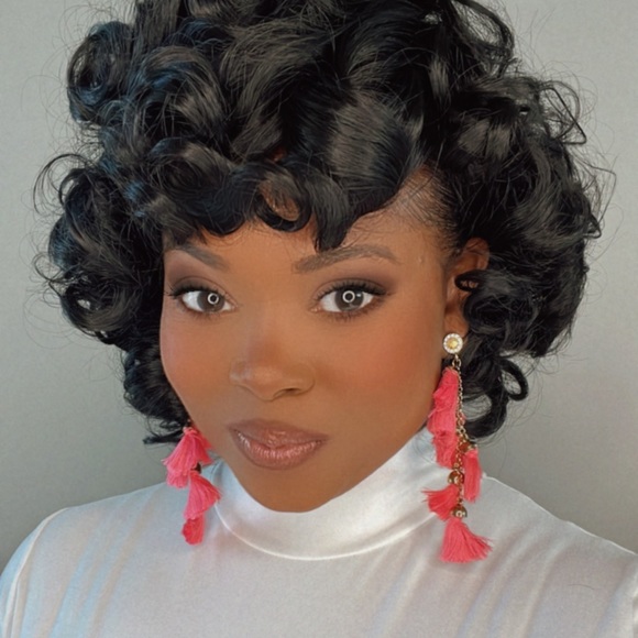 Pink Fringe Earrings - Picture 3 of 6